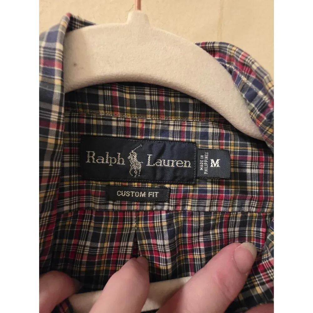 Polo Ralph Lauren Button-Down Red Plaid Dress Shirt Men's Size M Preppy Office